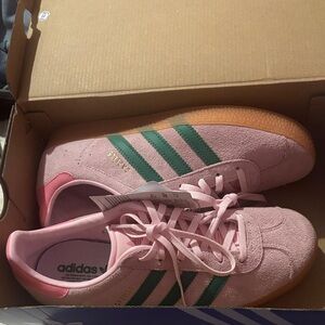 Adidas Gazelle Women's Suede Pink and Green Sneakers